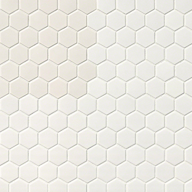 White Matte 2X2 Hexagon Mosaic